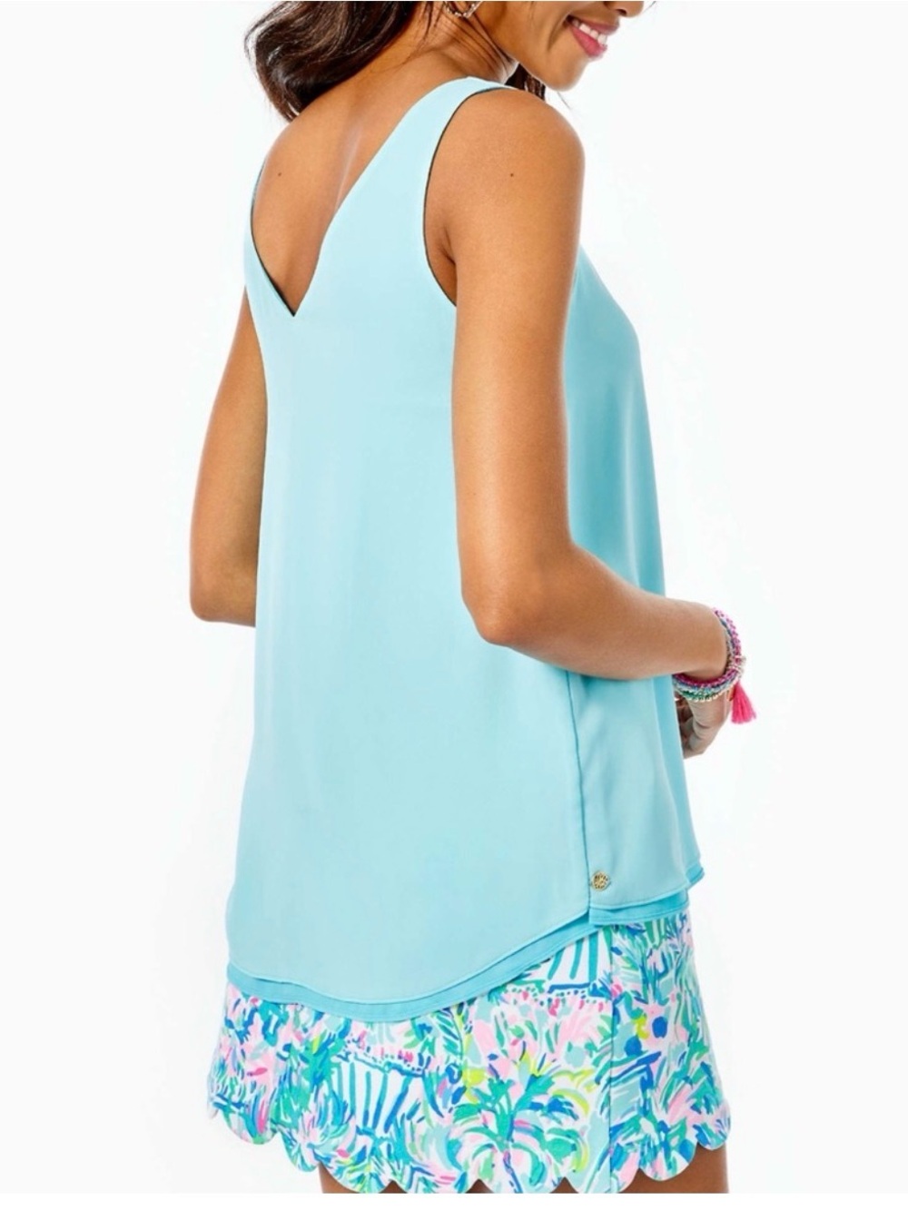 Lilly Pulitzer Florin Sleeveless V-Neck Blue Biza Sz M - Picture 3 of 6